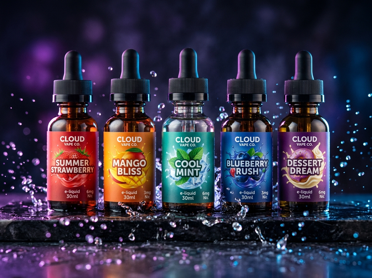 Vape juice bottles selection